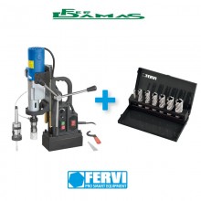 TRAPANO / MASCHIATORE MAGNETICO FERVI + SERIE DI TAZZE A CAROTARE ART. KIT0243
